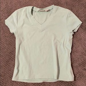 short sleeve blue v neck shirt